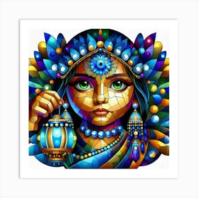 Woman Holding A Lantern Art Print