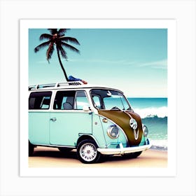 Vw Bus On The Beach1 Art Print