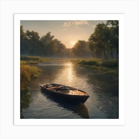 Boat On A River Art Print