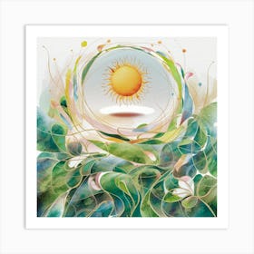 Sun And Leaves Art Print