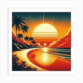 Sunset At The Beach 1 Art Print