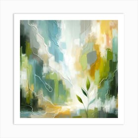 Abstract Botanical Brushstrokes, An Artistic Interpretation of Growth and Light Art Print