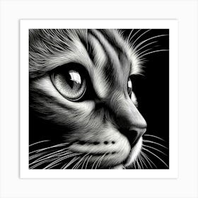 Black And White Cat Portrait Art Print