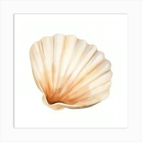 Watercolor Sea Shell Isolated On White Art Print