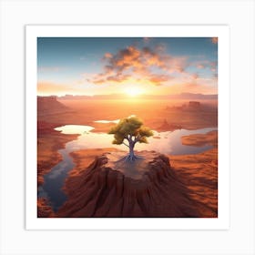 Lone Tree In Desert 1 Art Print