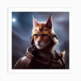 Cat In Armor Art Print