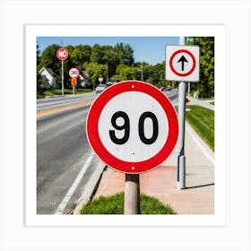 90 Mph Speed Limit Sign Art Print