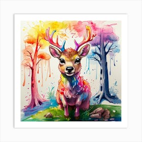 Deer Watercolor Painting 6 Art Print