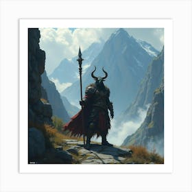 A Fearsome Orc Chieftain In A Rugged Mountain Fortress 1 Art Print