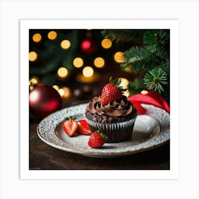 Leonardo Kino Xl Christmas Dessert With Chocolate And Strawber 1 Art Print