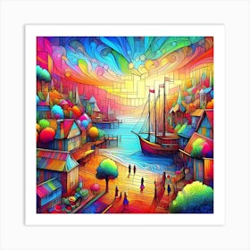 Colorful Of A City Art Print