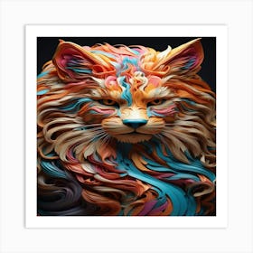 Cat Made Of Paper Art Print