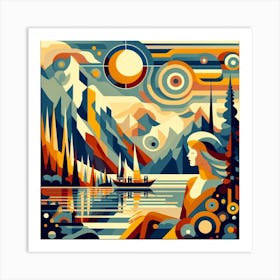 Woman In The Mountains Art Print