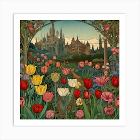 Tulips In The Garden 21 Art Print