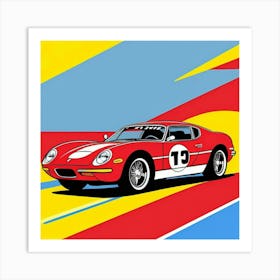 Bold Comic-Style Red Sports Car Design Art Print