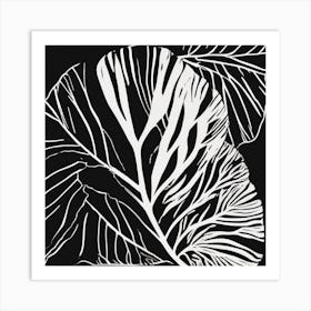 Minimal Plant Leaf Black Art 3 Art Print