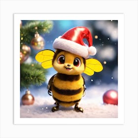 Bee In Santa Hat Art Print