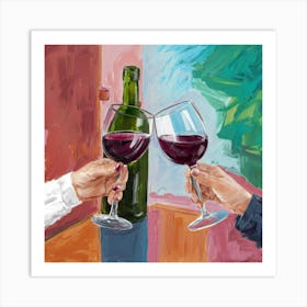 Two People Toasting Wine Art Print