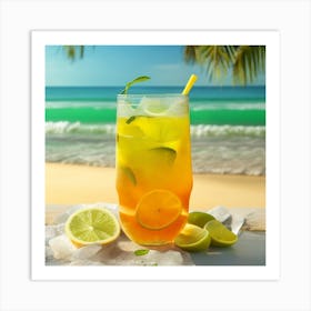 Tropical Drink On The Beach Art Print