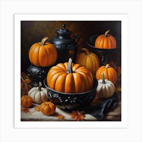 Pumpkins In A Bowl Art Print