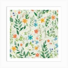 Watercolor Floral Pattern 1 Art Print