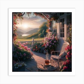 Sunrise Serenity Morning Blossoms On The Porch Art Print