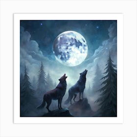 Howling Wolves Art Print