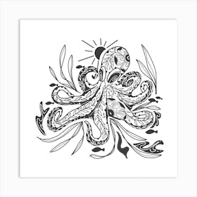 Octopus Folk Square Art Print