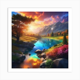 Sunset In The Mountains 57 Art Print