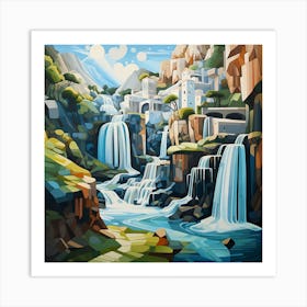 Waterfalls In The Mountains Art Print