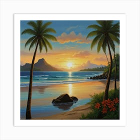 Sunset At The Beach Art Print