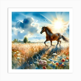 Horse In The Meadow 1 Art Print