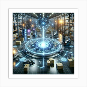 Warehouse With Robots Art Print