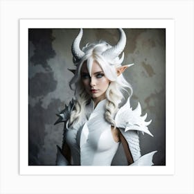 White Dragon Woman Art Print