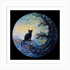 Cat In The Moonlight Art Print