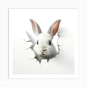 Rabbit Peeking Through A Hole 2 Art Print