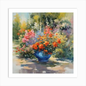 Blue Flowers In A Vase Art Print