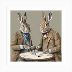 Lady Luck Hares Art Print