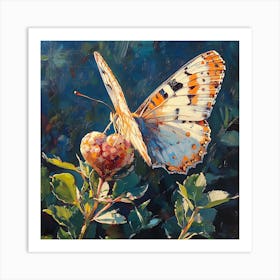 Butterfly Resting on Heart Flower 2 Art Print