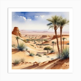 Watercolor Desert Landscape 7 Art Print