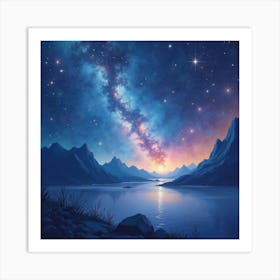 Galactic Watercolor Scene With Ethereal Star Patterns 1 Art Print