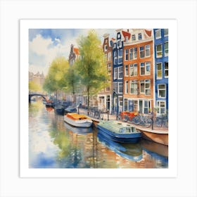 A Watercolor Masterpiece Depicting Amsterdams Art Print