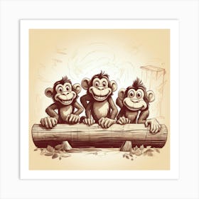 Monkeys On A Log Affiche