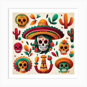 Day Of The Dead Skulls 2 Art Print