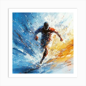 Soccer Player Splashing Water Art Art Print