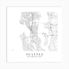 Seattle Washington Street Map Minimal Square Art Print