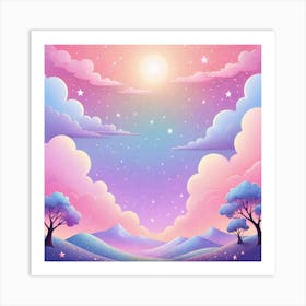 Sky With Twinkling Stars In Pastel Colors Square Composition 320 Art Print