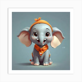 Cute Elephant Art Print