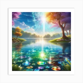 Rainbow Over A Lake 1 Art Print