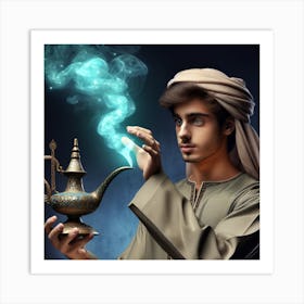 Man With Magic Lamp Art Print